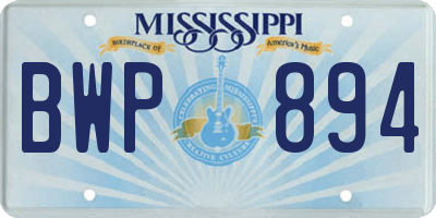 MS license plate BWP894
