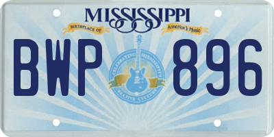 MS license plate BWP896