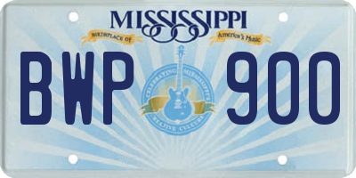 MS license plate BWP900