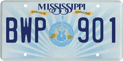 MS license plate BWP901