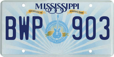 MS license plate BWP903
