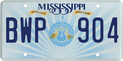 MS license plate BWP904