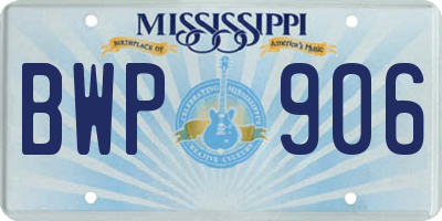 MS license plate BWP906