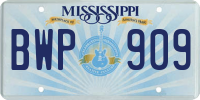 MS license plate BWP909