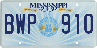 MS license plate BWP910