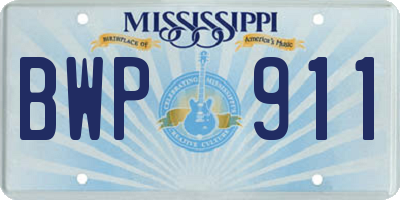 MS license plate BWP911