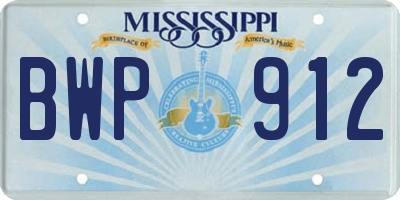 MS license plate BWP912