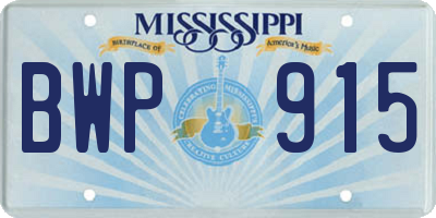 MS license plate BWP915