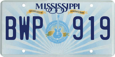MS license plate BWP919