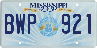 MS license plate BWP921