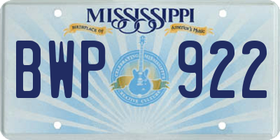 MS license plate BWP922