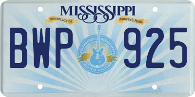 MS license plate BWP925