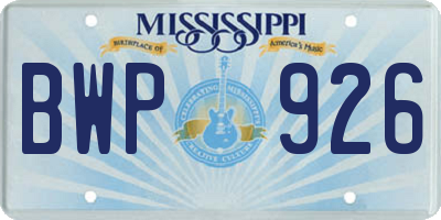 MS license plate BWP926