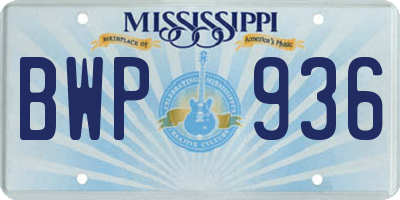 MS license plate BWP936
