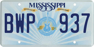 MS license plate BWP937
