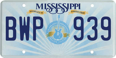 MS license plate BWP939