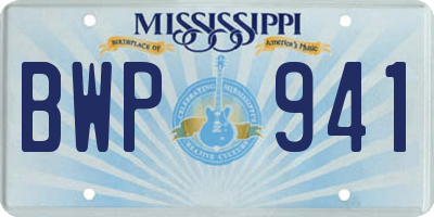 MS license plate BWP941