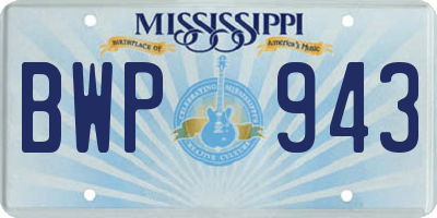 MS license plate BWP943