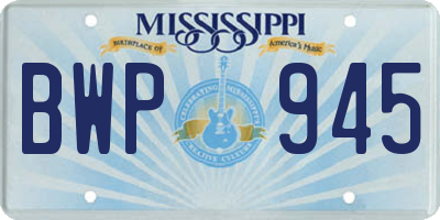 MS license plate BWP945