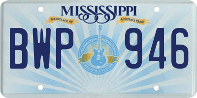 MS license plate BWP946