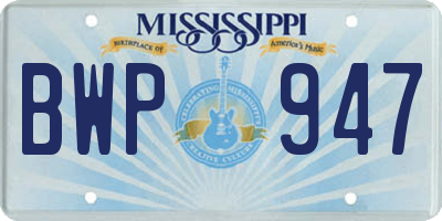 MS license plate BWP947