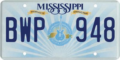 MS license plate BWP948