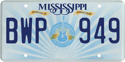 MS license plate BWP949