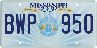MS license plate BWP950