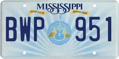 MS license plate BWP951