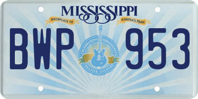 MS license plate BWP953