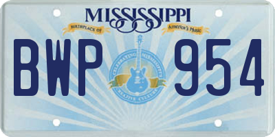 MS license plate BWP954