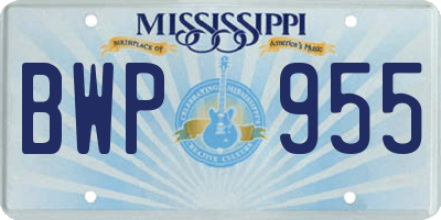 MS license plate BWP955