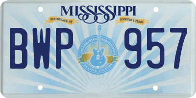 MS license plate BWP957