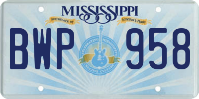 MS license plate BWP958