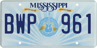 MS license plate BWP961