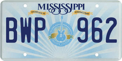 MS license plate BWP962