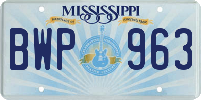 MS license plate BWP963
