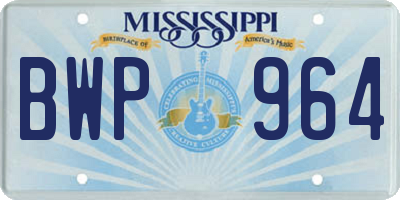 MS license plate BWP964