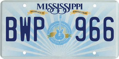 MS license plate BWP966