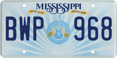 MS license plate BWP968