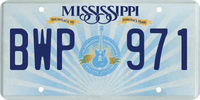 MS license plate BWP971