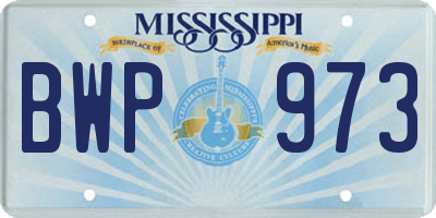 MS license plate BWP973