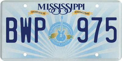 MS license plate BWP975