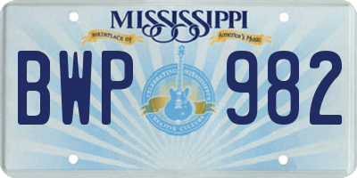 MS license plate BWP982