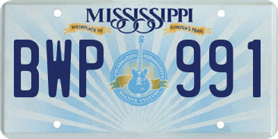 MS license plate BWP991