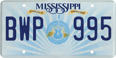 MS license plate BWP995