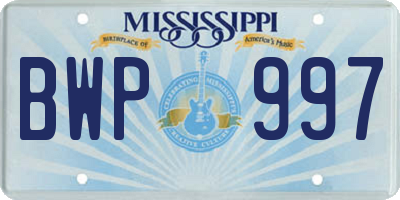 MS license plate BWP997