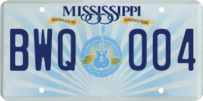 MS license plate BWQ004