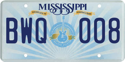 MS license plate BWQ008