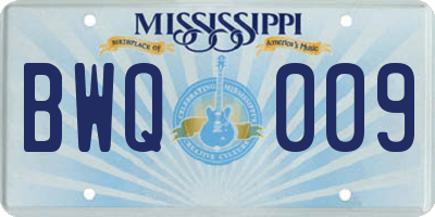MS license plate BWQ009